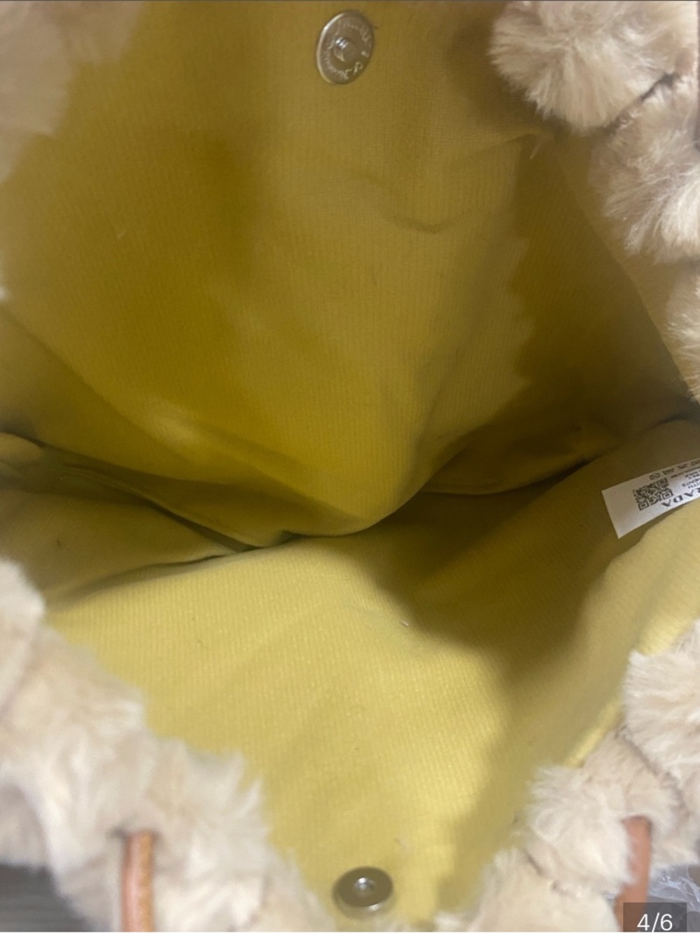 Prada GWP /VIP Cream Faux Fur Plush Vertical-Panel Tote with Tan Straps - Picture 3 of 5